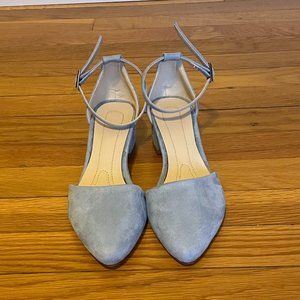 Baby Blue Vegan Suede Low-Heeled Closed Toe Sandal/Shoes